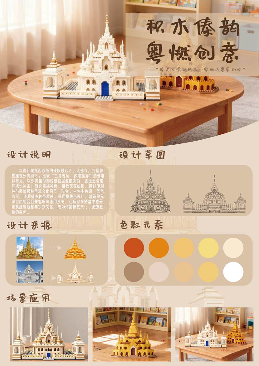 比赛展板-williamhill威廉希尔官网-“相和广东”综合设计作品《积木傣韵，粤燃创意》